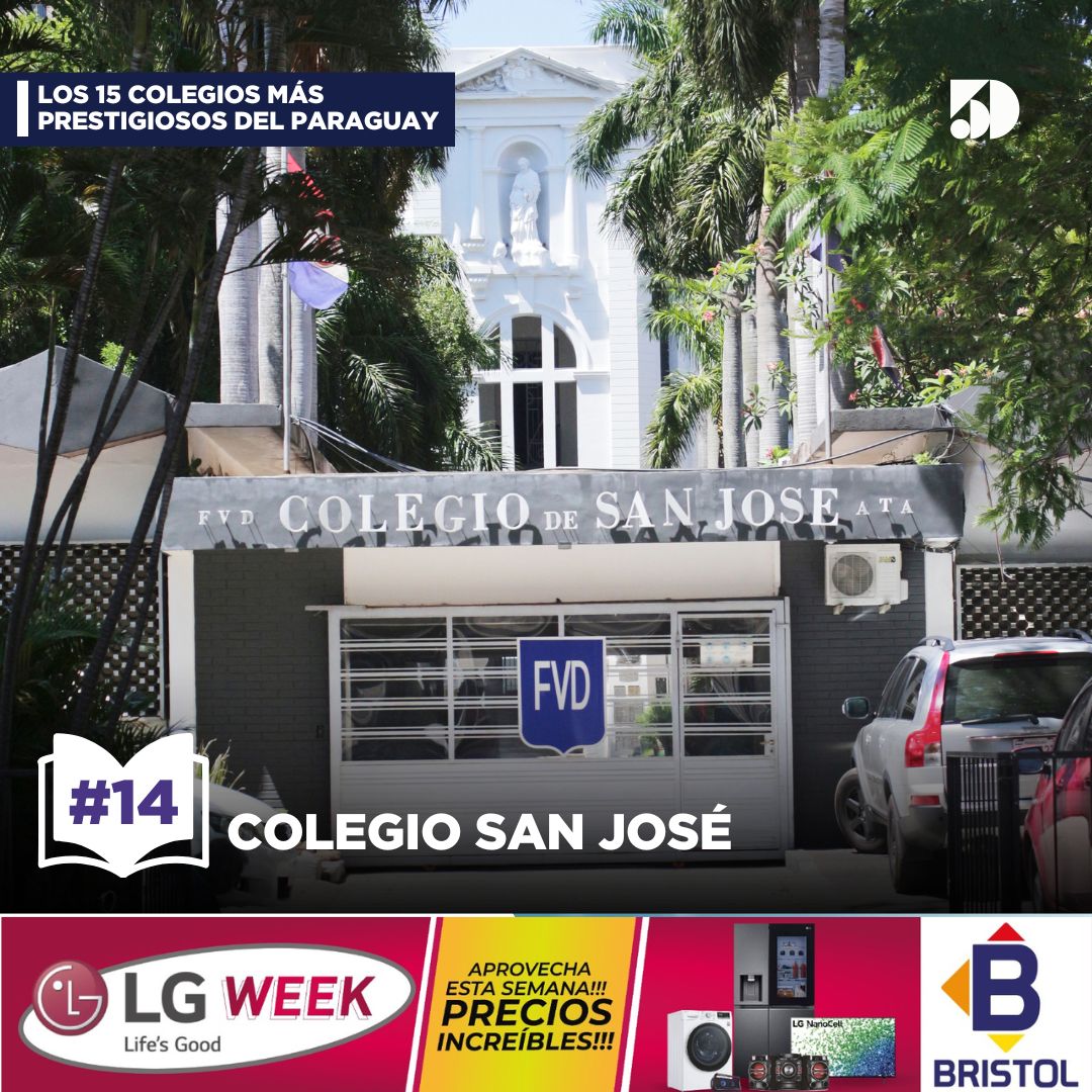 Uno de los colegios más tradicionales del 
Paraguay es el San José, se ubica este año en la posición número 14 dentro del ranking de los colegios más prestigiosos.