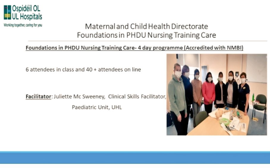 Michelle Cooke (@michellec1982jd) on Twitter photo 👏Congratulations to Juliette McSweeney CSF in kicking off our annual PHDU Foundation Programme Day 1 of 4. This unique programme <a href="/ULHospitals/">Follow @HSEMidWest</a> is delivered locally & nationally with >40 participants. Well done 🙌 <a href="/teresa953452442/">Teresa Joyce</a> <a href="/MoloneyJeane/">Jeane Moloney</a> <a href="/MagnetULHG/">Magnet4Europe UL Hospitals🌈</a>
#paediatriceducation 👏Congratulations to Juliette McSweeney CSF in kicking off our annual PHDU Foundation Programme Day 1 of 4. This unique programme <a href="/ULHospitals/">Follow @HSEMidWest</a> is delivered locally & nationally with >40 participants. Well done 🙌 <a href="/teresa953452442/">Teresa Joyce</a> <a href="/MoloneyJeane/">Jeane Moloney</a> <a href="/MagnetULHG/">Magnet4Europe UL Hospitals🌈</a>
#paediatriceducation
