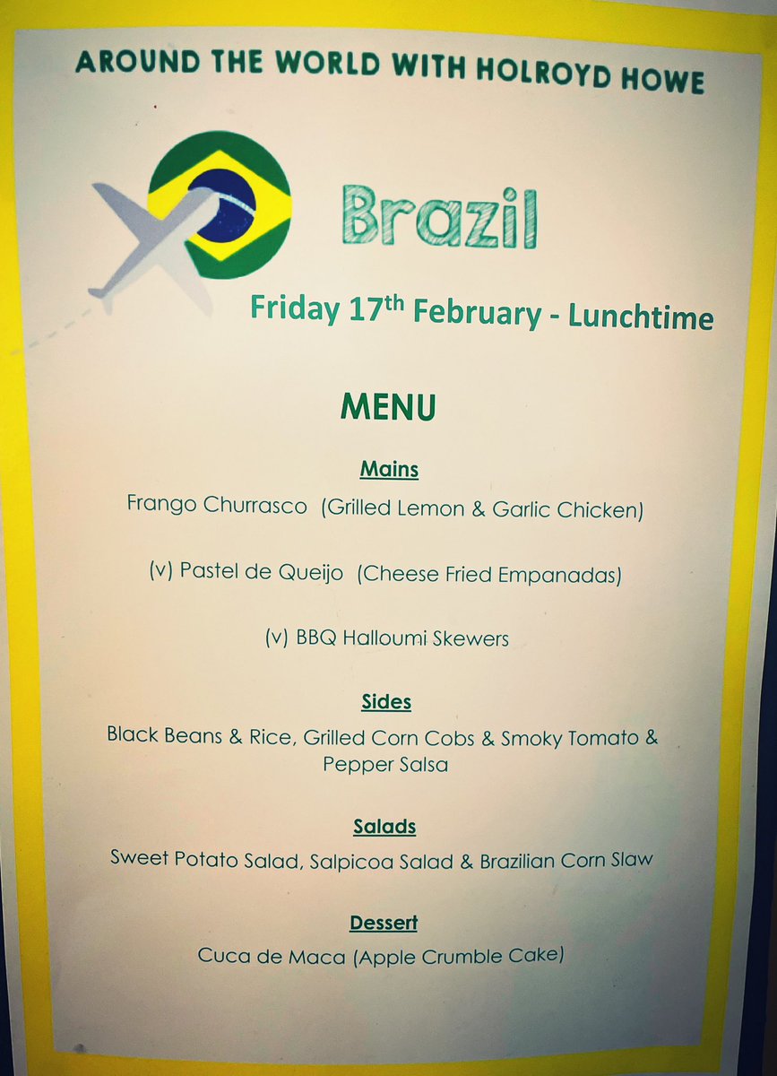 Brilliant food today from Sue and the King Henry’s team! Brazilian Themed lunch 🇧🇷<a href="/KHVIIIJunior/">King Henry VIII Junior School</a> <a href="/KHVIIISchool/">King Henry VIII Senior School</a> <a href="/HolroydHowe/">Holroyd Howe</a> <a href="/SueSimp19472824/">Sue Simpson</a> <a href="/HowsonHelen/">Helen Howson</a> <a href="/jmccarrollangel/">James McCarroll</a> <a href="/ESweeting87/">ICOffenderII</a>