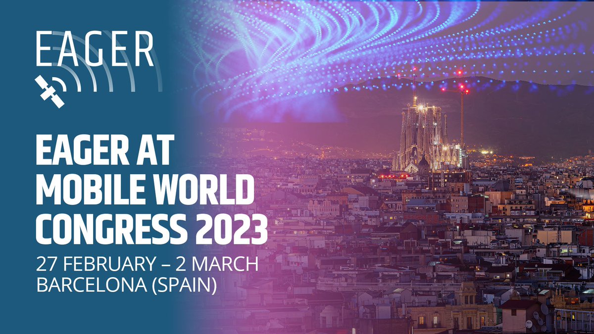 eagersatcom's tweet photo. 📣 EAGER goes to #MWC23!

Several EAGER partners @Unibo, @Martel_Innovate, @Thales_Alenia_S and @MagisterSolut will be at MWC's exhibition area. Don't miss the chance to know more about the project's development, let us know in the comments where you are!

#NTN #EUSpace https://t.co/4NajIilyCD