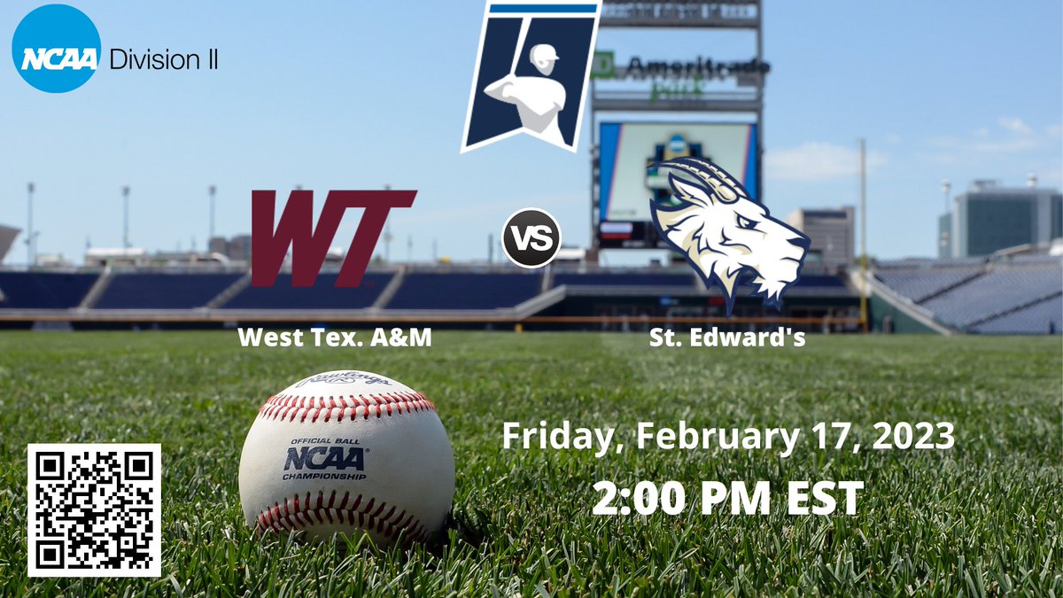 ncaad2bsbll's tweet photo. 2:00 PM EST
West Tex. A&amp;M vs St. Edward's | NCAA D II BASEBALL
🔗 https://t.co/8cxlMB6eIa
Friday, February 17, 2023
@WTBuffNation @WTAMUBaseball @jjluna1222 @adambecker66 @Its_Reeese @grace2hernandez @LucasKinseyWT @jake_boesen @lpwilhite @BoSox26 @Brooke_rich6 https://t.co/zJcnJ8NAp2