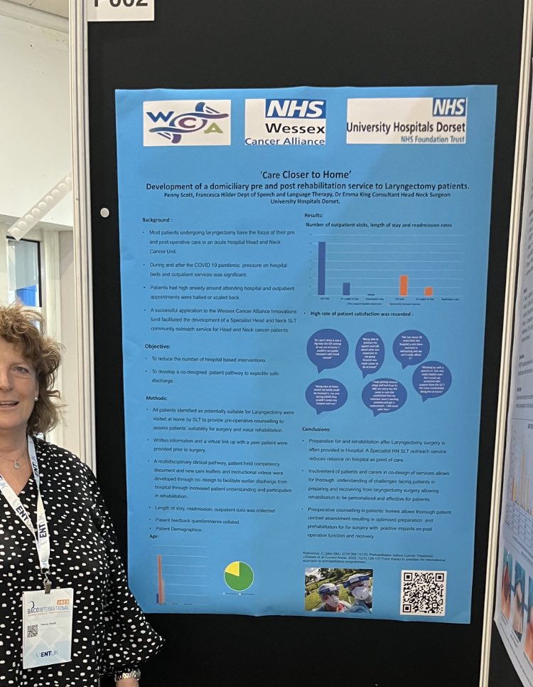 Presenting our ‘Care Closer to Home’ project for patients undergoing Laryngectomy ⁦@BACO_ENTUK⁩ some great discussions over the last few days around functional outcomes &burden of treatment ⁦@NHS_WCA⁩ ⁦@UHD_NHS⁩ ⁦@UHDTherapies⁩ ⁦@step_heath⁩