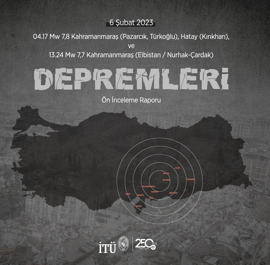 Program eğitmenlerimizin de içinde yer aldığı İTÜ Öğretim Üyeleri tarafından hazırlanan depremlerin ön inceleme raporu yayınlanmıştır. 

Rapor için aşağıdaki bağlantıyı inceleyebilirsiniz.

haberler.itu.edu.tr/haberdetay/202…

<a href="/Mikdatca/">Mikdat Kadıoğlu</a> 
<a href="/ayatachtc/">Hatice Ayataç</a> 
<a href="/lutfiyedurakata/">Lütfiye Durak Ata</a> 
<a href="/ProfDrKoyuncu/">Prof. Dr. İsmail Koyuncu</a> 
<a href="/itu1773/">İTÜ - İstanbul Teknik Üniversitesi</a>