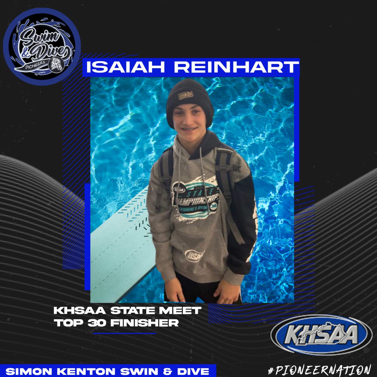 Congratulations to Isaiah Reinhart on his top 30 Finish at the KHSAA State Dive Championships at the University of Kentucky!  Way to go!!