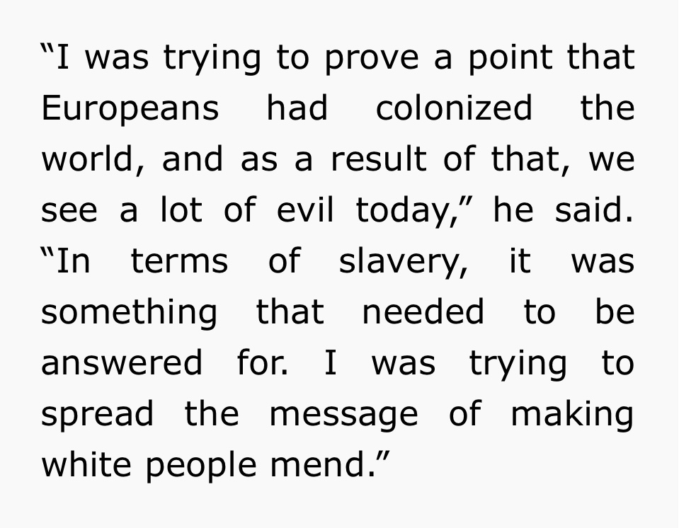Thandiwe told that he was trying to prove white people are Colonizers; that they cause today's probl