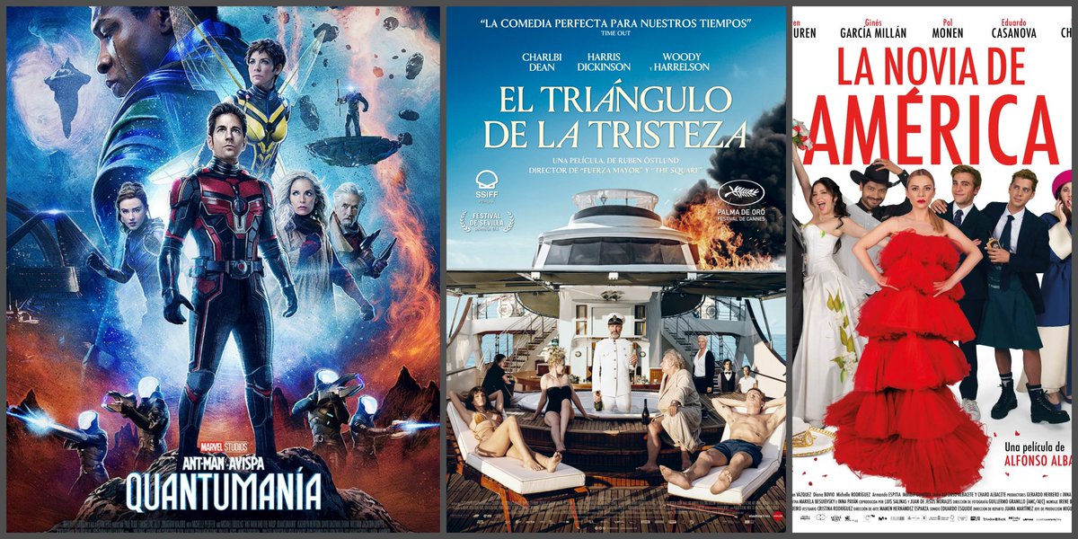 taquilla_espana's tweet photo. Estrenos 17/02/2023
N°cines:
#AntManYLaAvispaQuantumania 351
#ElTriánguloDeLaTristeza 177
#LaNoviaDeAmerica 110
#EllasHablan 105
#PersonaNoHumana 6
#SealedLips 6
#ProjectWolfHunting 5
#Venus 4
Datos vía Comscore https://t.co/fXPAryaaZG