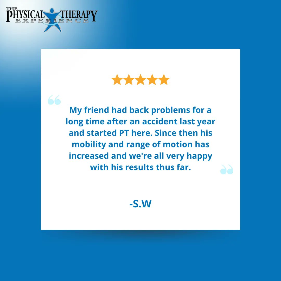 We have a diligent team here at #ThePhysicalTherapyExperience. We care about our work and are passionate about helping our patients find relief. To read more #testimonials, click the link below: 

buff.ly/31KgC5g

#Oceanside #Smithtown #PhysicalTherapy #Pain #Recovery