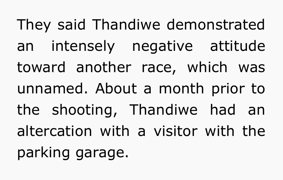 Thandiwe's taught hate wasn't limited to strangers. He unleashed on coworkers too. This is relevant 