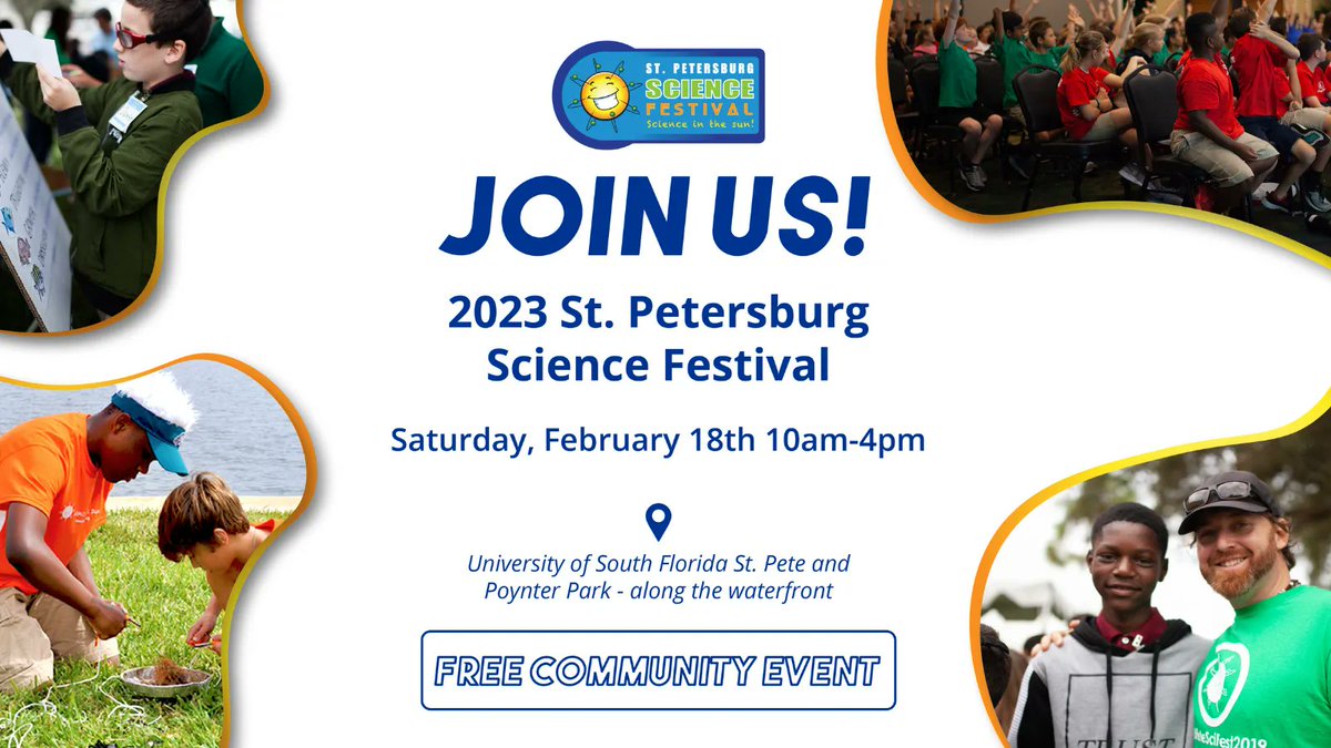 MISS_Elasmo's tweet photo. Love science? So do we! MISS is proud to be an exhibitor @stpetescifest 2023 - a community celebration of science. Join us tomorrow Feb 18 at @USFSP to explore activities to bring out the scientist in everyone!

#ScienceInTheSun https://t.co/PvCwh0nArM