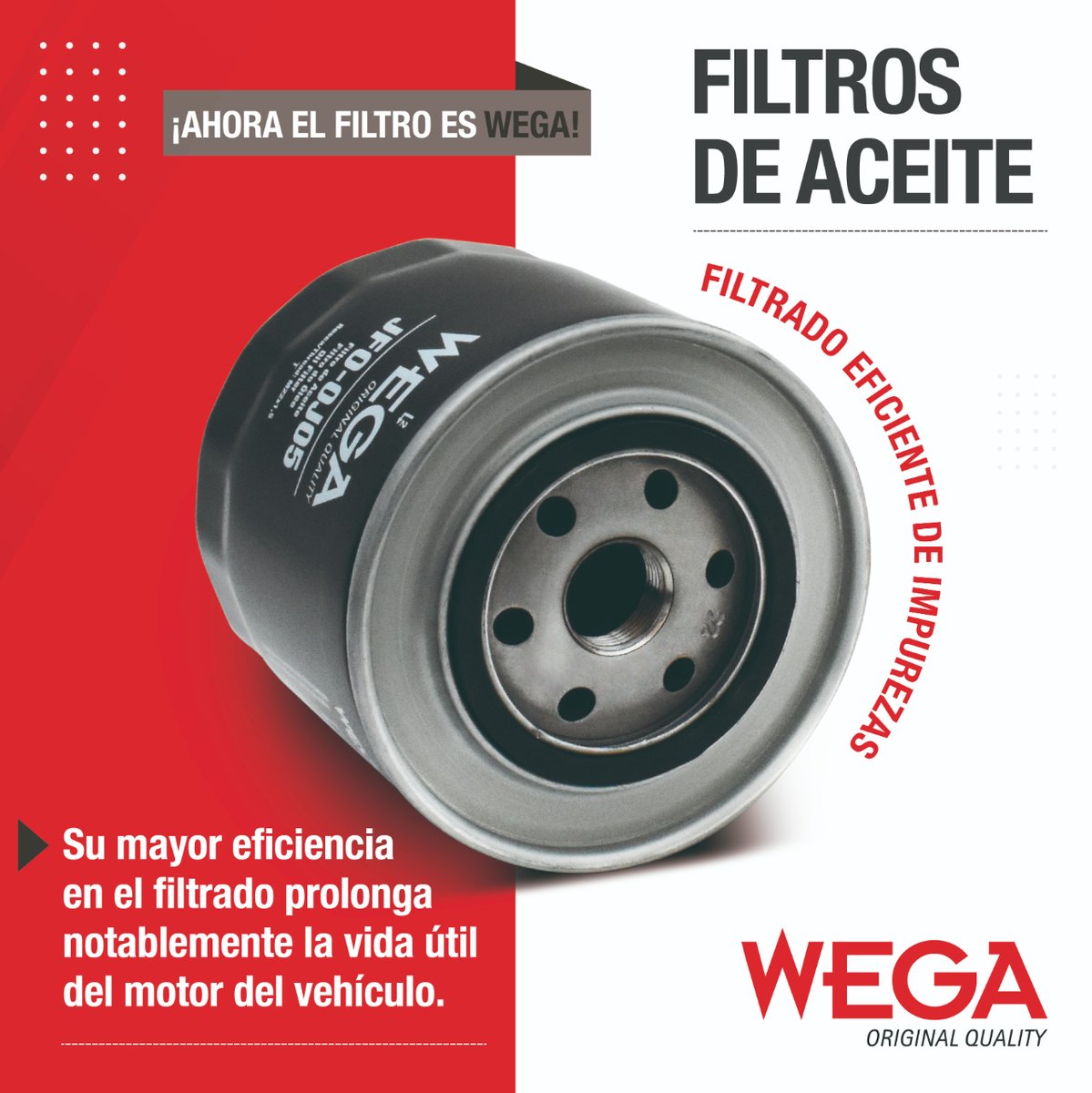 wegaparaguay's tweet photo. 🚘 Una simple viruta metálica en el aceite podría desgastar partes vitales del motor.
El filtro de aceite es un componente esencial del sistema de filtrado de tu vehículo.
✅ La calidad de los filtros de aceite WEGA garantizan la eficiencia y la mayor vida útil de tu motor. https://t.co/cmDEdlwGJH