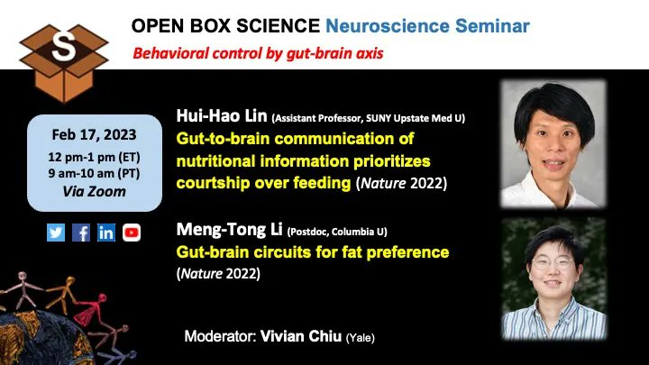 OpenBoxSci's tweet photo. Last chance and you CAN still grab your seat!
📆 Fri, Feb 17, 9am PT/12pm ET/6pm CET
Come join us and learn how GUT's will guides behavior or food preference!   
Register NOW >> https://t.co/6uBIIlN1JW 
#Fat #GutBrain #Sugar #Drosophila #Behavior #OpenScience #NeuralCirc… https://t.co/yvr7MJ3OP9