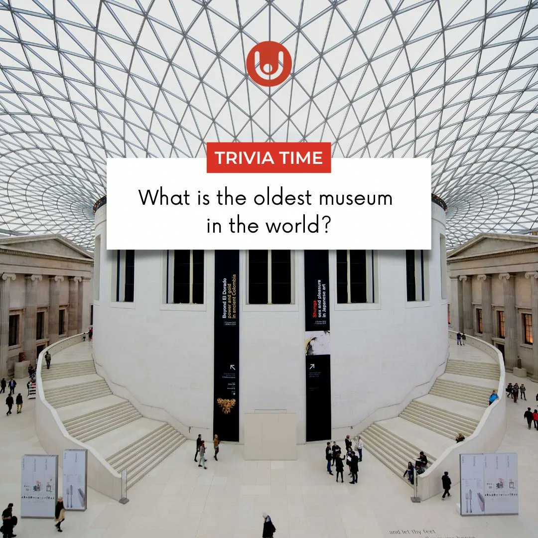 BeFunfull's tweet photo. Put your world knowledge to the test with this trivia question! What is the oldest museum in the world and where is it located? Share your answer & join the fun with #FunfullTrivia! Plus, explore local #museums for FREE with Funfull. Download the app today! #JoinTheFun https://t.co/3iCBB4Sj6s