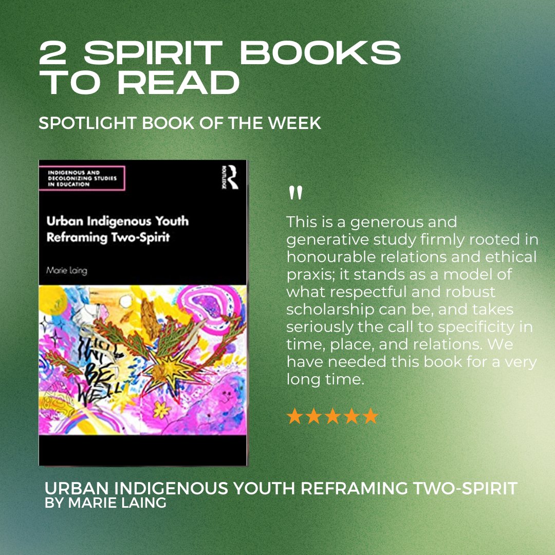 2SinMotion's tweet image. "This book offers insights from young trans, queer, and two-spirit Indigenous people in Toronto who examine the breadth and depth of meanings that two-spirit holds."

#2SpiritBooks #2Spirit