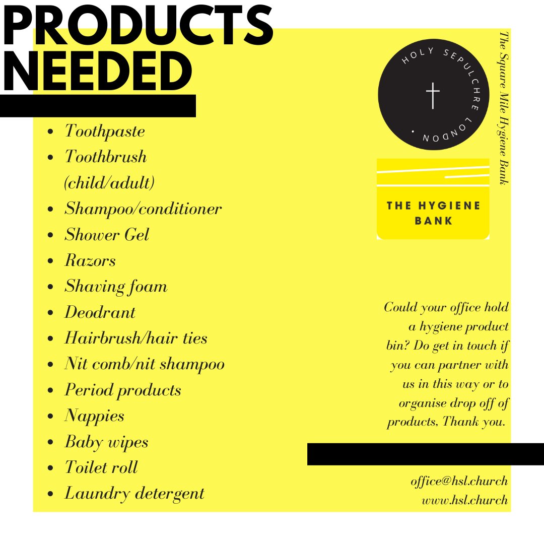 We are launching our Lent Appeal for hygiene products for The Square Mile Hygiene Bank. Could you partner with us and help us collect items for those who need it? Do just drop in with your products, we have a drop off area and make sure you say hi so we can thank you!