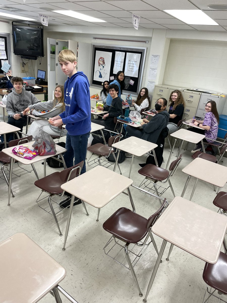 Busy this morning making candy grams for our local food pantry