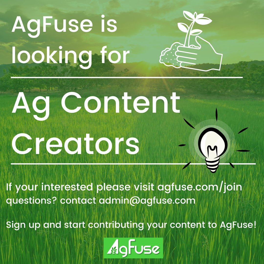 Do you create content about the Agricultural industry? Please post it on AgFuse!
agfuse.com/join