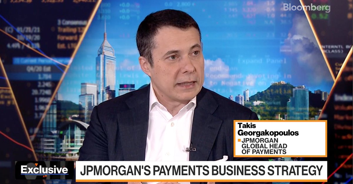 jpmorgan's tweet photo. From connected cars to online gaming and deposit tokens, Global Head of Payments Takis Georgakopoulos discusses the key trends driving the payments industry. https://t.co/YqyaOZoaNo https://t.co/GiA8qKw6El