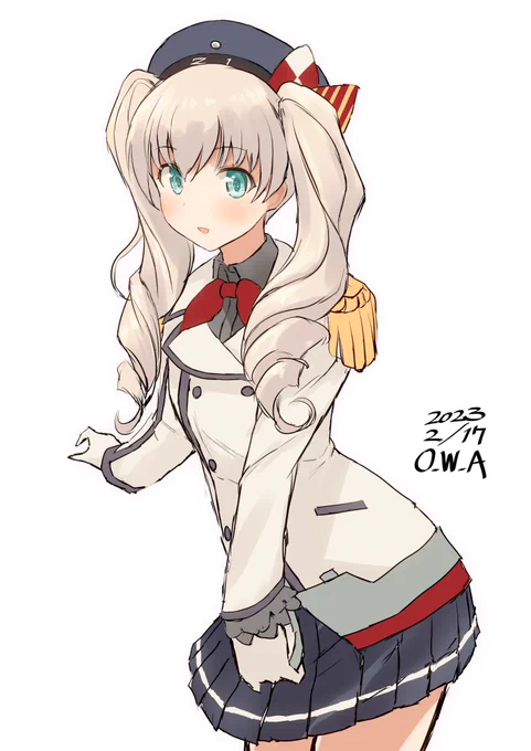 CV33 カルロ・ベローチェに3人乗りすると邪魔になりそうなデカ付け毛で鹿島コスの再現度を上げてきたレーベきゅん#艦これ版深夜の真剣お絵描き60分一本勝負#艦これ版真剣お絵描き60分一本勝負_20230217 