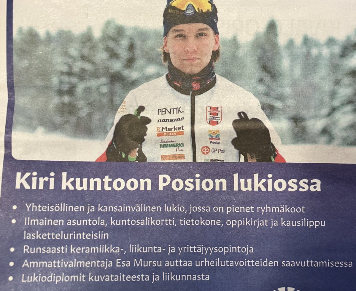 Saisiko lukion käydä toiseen kertaan😁? #Inarilainen-lehdessä on Lapin oppilaitosten mainoksia - Pellossa saisi mm. ilmaisen B-ajokortin, Sallassa maksuttoman asuntolapaikan, kirjat ja kannettavan… Mutta #hiihto’junnuille Posio olisi kyllä yliveto.