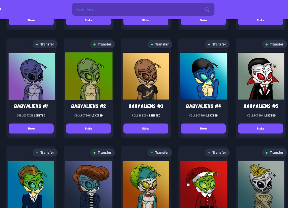 We have some images of our next NFT Staking platform!!! Great APY for the entire limited collection!👽👽👽