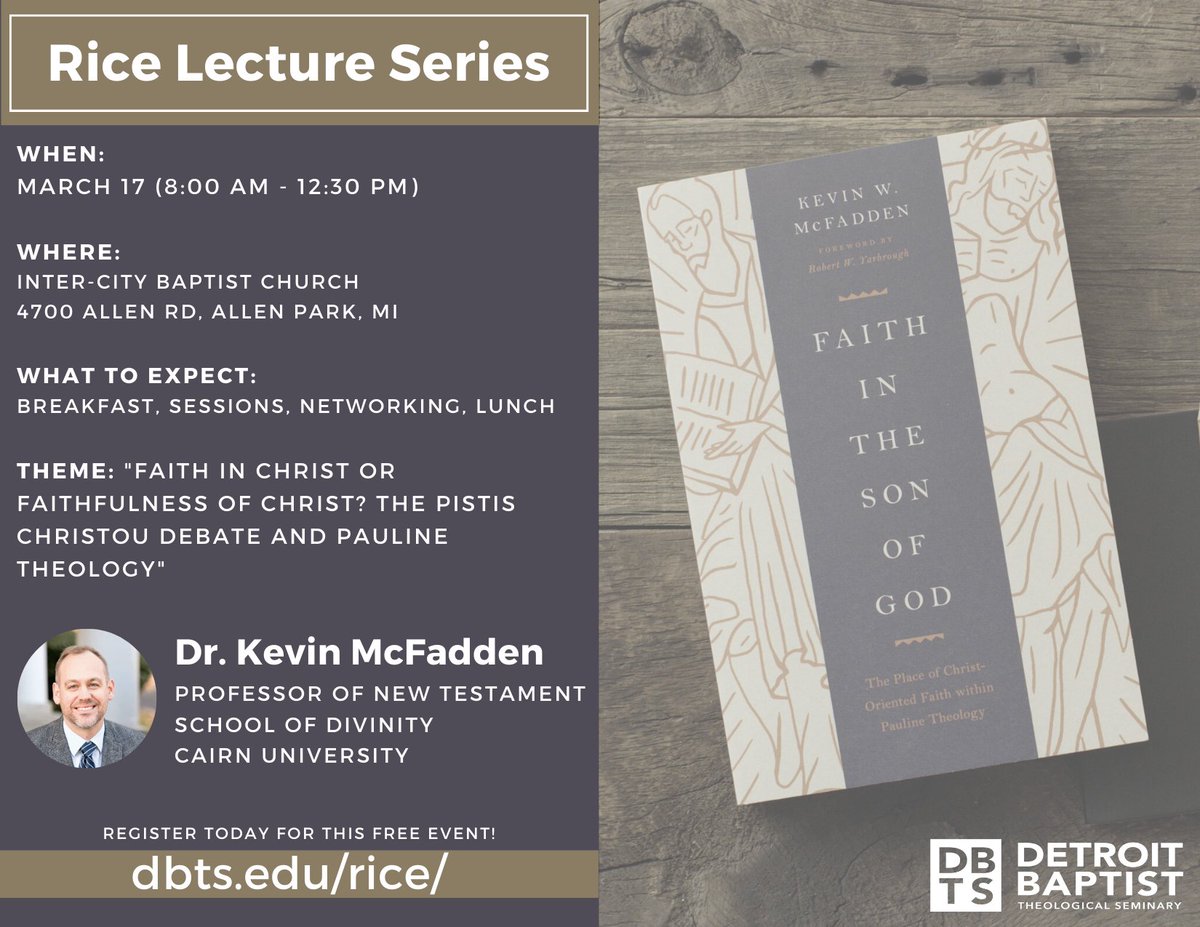 DBTSeminary's tweet image. Rice Lecture Series is ONE MONTH away! 

✨BOOK GIVEAWAY✨
• We are giving away five copies, across our social media platforms, of Faith in the Son of God by Kevin W. McFadden.
• Follow us and retweet to enter! 
• Winners will be announced on Monday, February 20th.