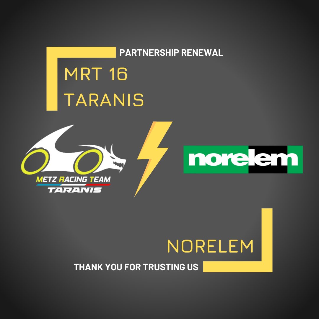 metzracingteam's tweet image. [PARTNERSHIP] Norelem
________________________________
🇫🇷 Aujourd’hui Taranis remercie norelem!

Fidèle partenaire de la MRT, Norelem renouvelle son partenariat cette année.

Merci à eux. 🟡⚫️
________________________________
metzracingteam.com

#MetzRacingTeam #MRT #Norelem