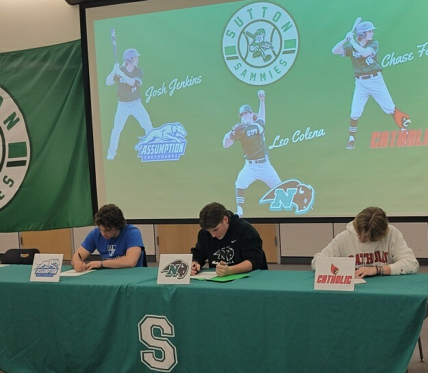 Congratulations to Leo Colena, Josh Jenkins, &amp; Chase Falcon who signed their NLI last night to continue their baseball careers at the collegiate level. Our program could not be happier for these players &amp; their families on this accomplishment. #NSD23 #BeTheFirst @SuttonAthletics