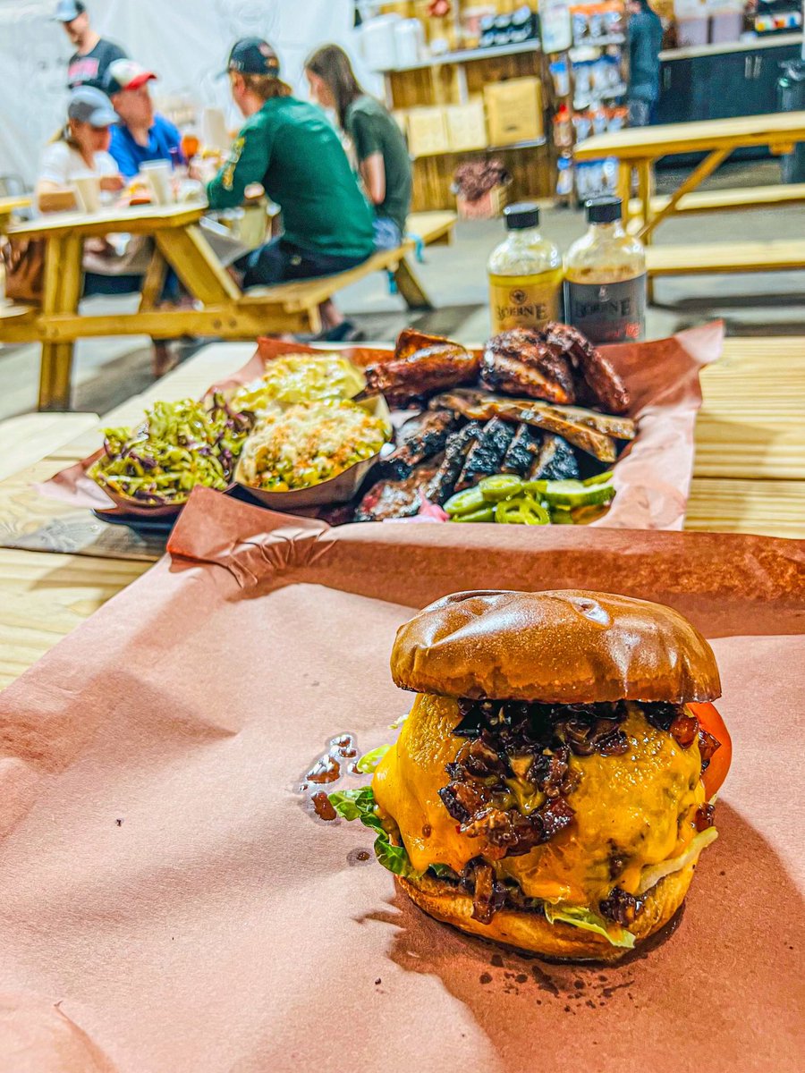 Weekend spreads are just incomplete without a big kahuna burger. 1/2lb smoked brisket patty, smoked cheddar, bacon jam, house sauce, brioche bun. Available Fridays and Saturdays. Open 11-8pm or sold out, call 254-848-8200 to order #saltpepperandawholelottaprayer 📸: <a href="/bbqtourist/">BBQ Tourist</a>