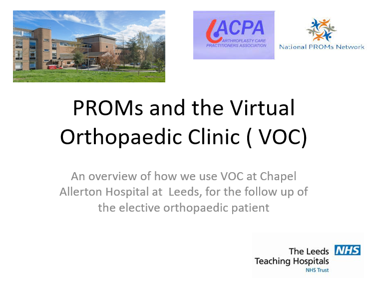 Absolutely fantastic <a href="/NetworkProms/">National PROMs Network</a> - <a href="/AcpaUk/">ACPA UK</a>  webinar on using #PROMs alongside x-rays and clinical information to run #orthopaedic virtual follow-up clinics. 
Thanks so much <a href="/ferdinandus189/">Sharon Ferdinandus</a> for sharing your absolutely fantastic work at Leeds 👏<a href="/leedshipknee/">Leeds Hip and Knee Unit</a> <a href="/LeedsUpperLimb/">LULU</a>
