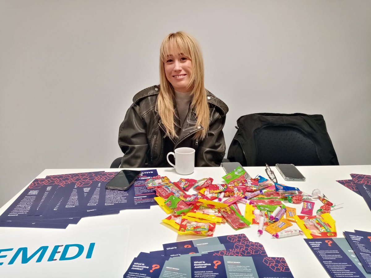 RemediRj's tweet photo. Remedi's own Mia and Kim attended a probation event in the West Midlands yesterday to raise awareness of the Restorative Justice process, (and it wouldn't be a Remedi event without goodies). #remedi #restorativejustice #probation #probationservices #criminaljustice https://t.co/zocNymvSjg