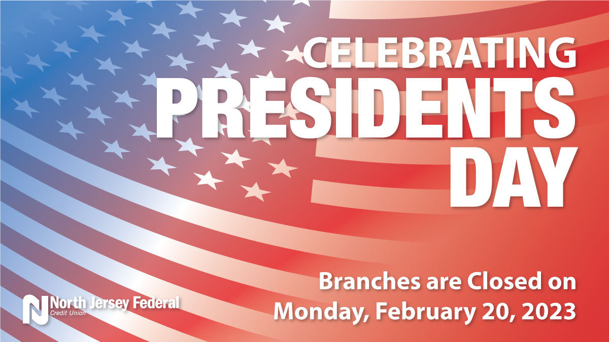 NJFCU's tweet photo. Schedule reminder 🗣 ALL NJFCU branches will be closed on Presidents' Day, Monday February 20,2023 🔔 We will resume our normal business hours on Tuesday February 21,2023 ‼️ https://t.co/cYeAAtUPAY