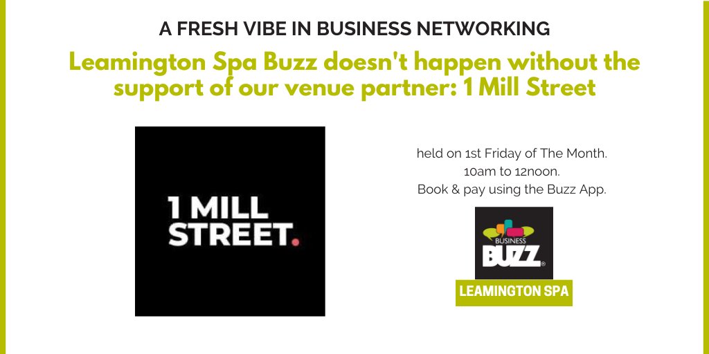 #LeamingtonBuzz does not operate without the support of our partner venue: @1millstreet They are an integral part of our team. Visit 1. Mill Street every 1st Friday of the month for face-to-face #networking in the heart of #LeamingonSpa. @BizBuzzWarks ow.ly/BE2e30shUbx