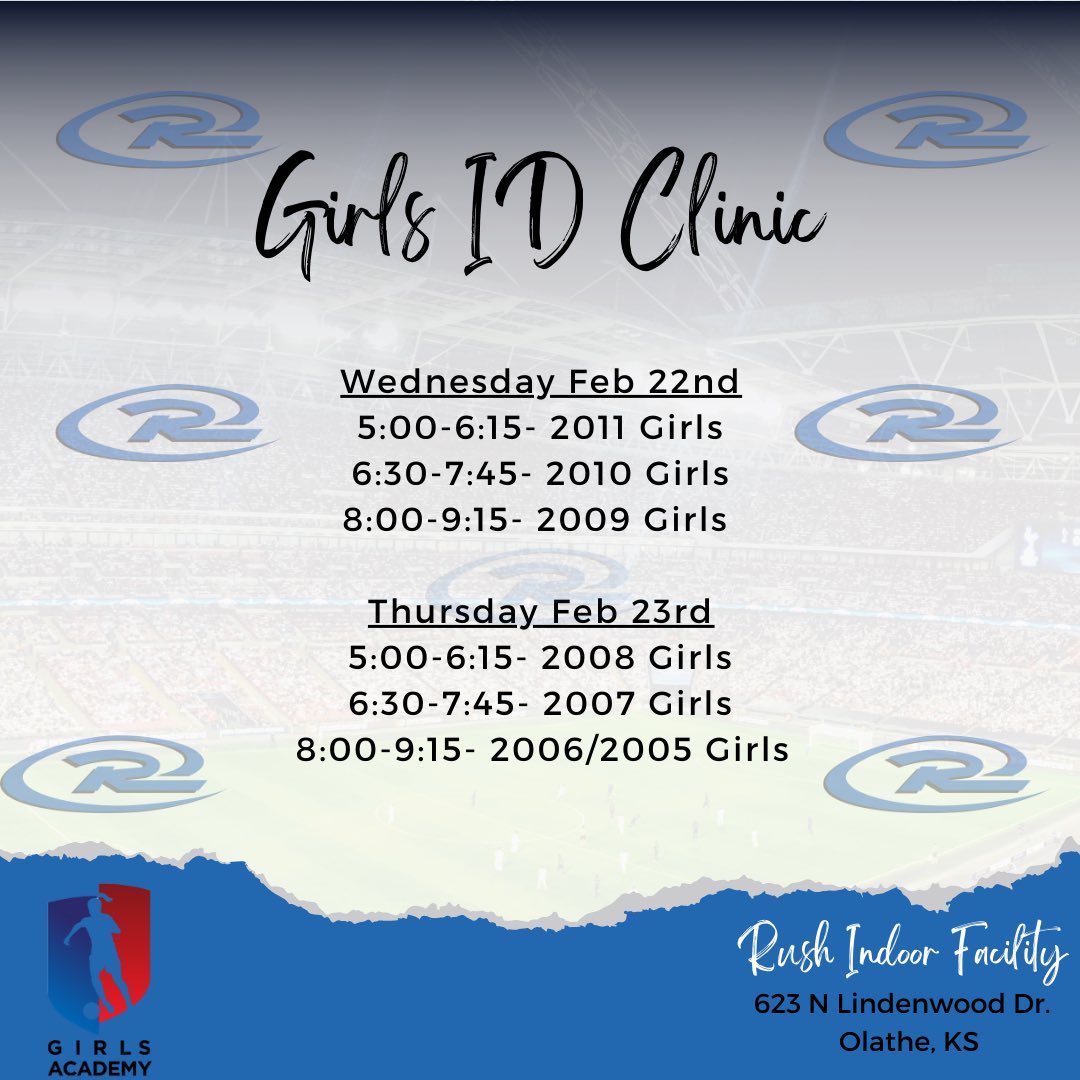 Don’t forget about our Girls Academy ID Clinic! February 22nd and 23rd.

#RUID #GirlsAcademy