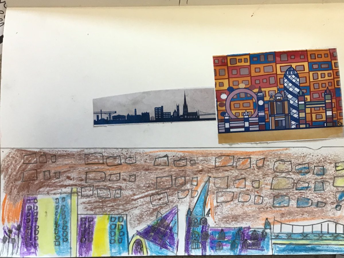 ABCPschool's tweet photo. #Class34P have designed some wonderful cityscapes of Warrington and Manchester inspired by Hundertwasser! #ABArt https://t.co/48GBIkxG4B