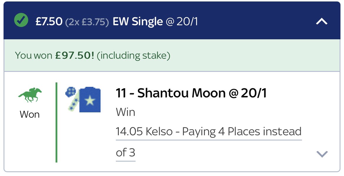 TAKracingadvice's tweet photo. SHANTOU MOON wins fairly easily for members advised 20/1 💥💰🐎

#TAKRACINGADVICE
@BoshBetsCom https://t.co/CCQRx2B9x0