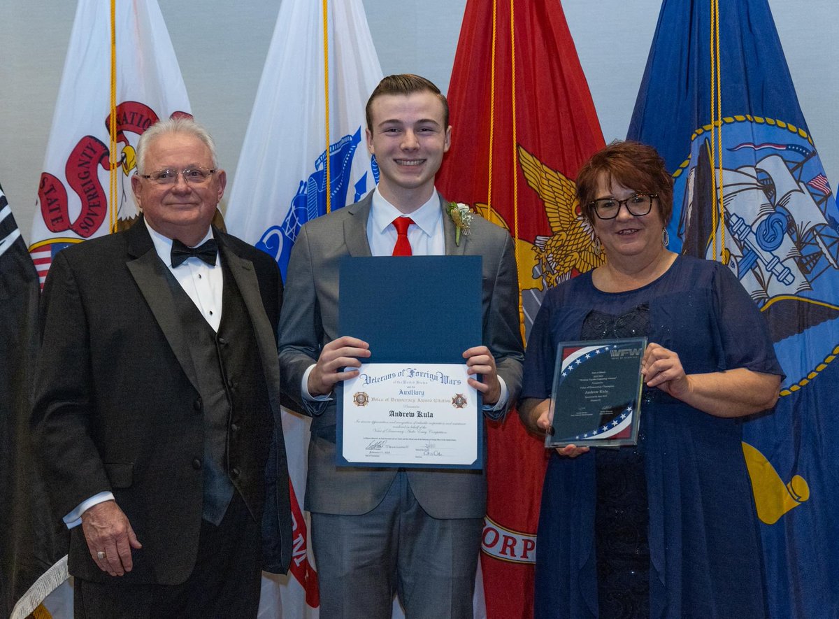 Congratulation Andrew Kula VFW Department of Illinois 1st place winner in the 2022-23 Voice of Democracy scholarship program.  Nice work Andrew!!!