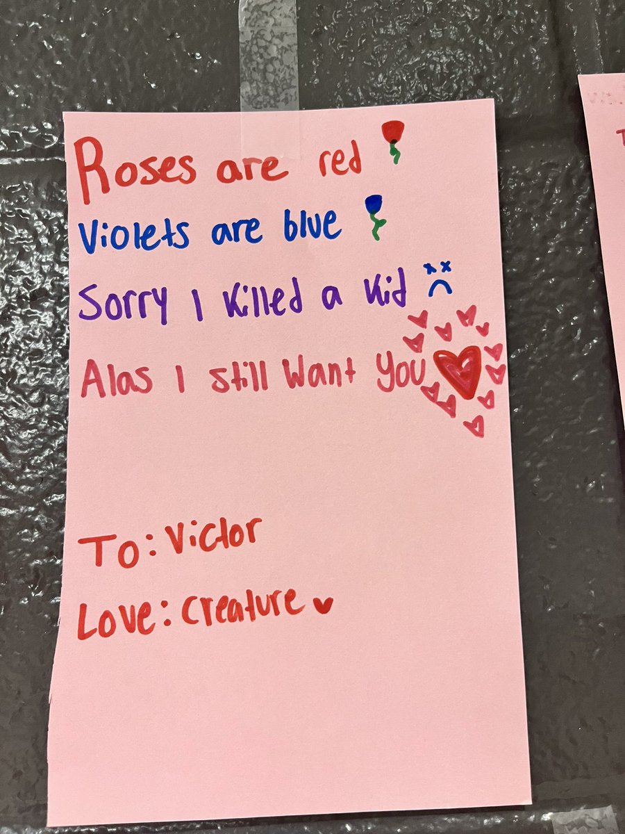 susangbarber's tweet photo. A little late posting our frankentine cards #aplitchat https://t.co/WSoDu5jfgL