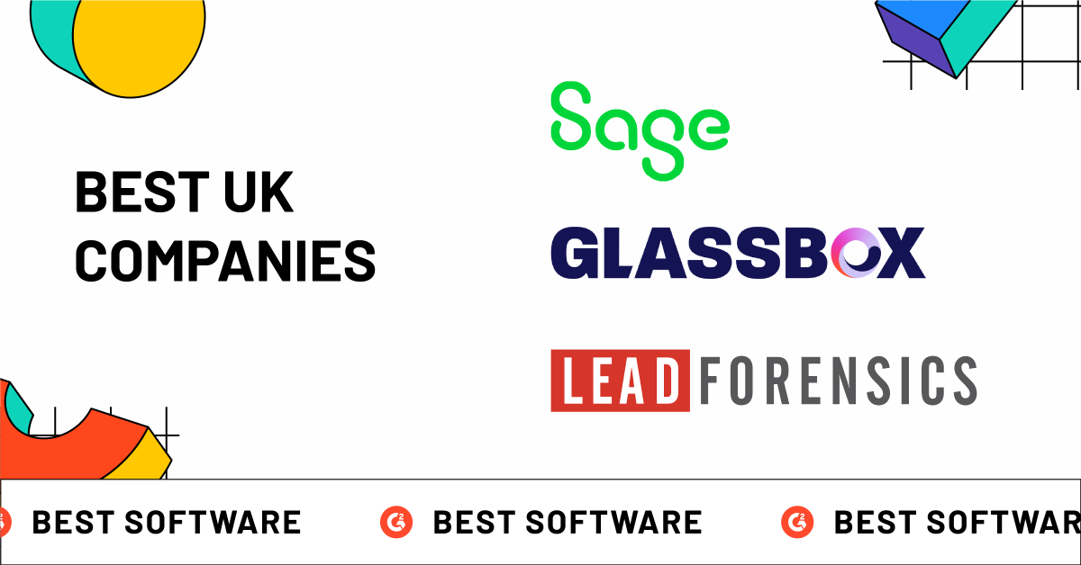 G2dotcom's tweet image. What do @sageuk, @GlassboxDigital, &amp;amp; @LeadForensics all have in common?

They have been crowned 👑 our Best UK Software Companies of 2023🇬🇧! Bravo to all top UK companies making an impact this year✨🙌. g2.co/3xjkBp3 #BestSoftware2023