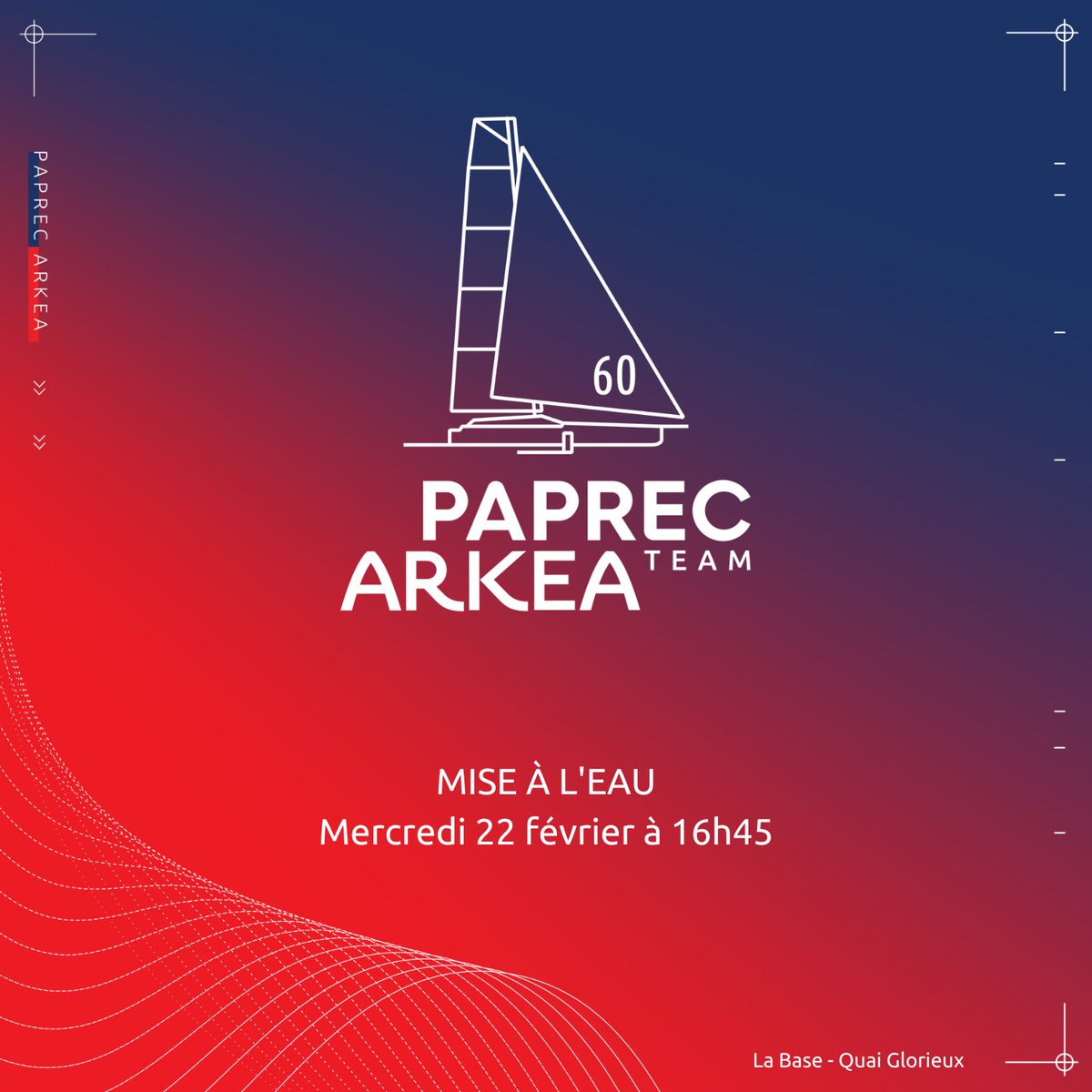 Avez-vous quelque chose prévu mercredi prochain (22 février) à 16h45 ? 
Nous, on sera à Lorient La Base pour la mise à l'eau du nouvel IMOCA Paprec Arkéa ! 💙❤️
 #paprecarkeateam #IMOCA #miseàleau #lorientlabase
✨ <a href="/Paprec_Group/">Paprec Group</a> 
✨ <a href="/cmarkea/">Crédit Mutuel Arkéa</a>