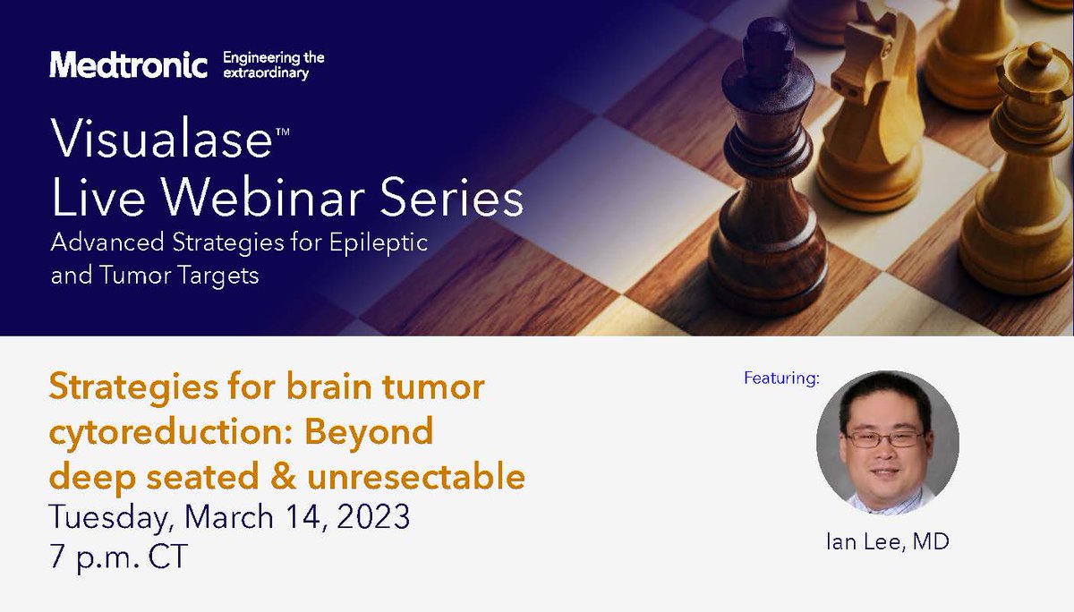mdtneurosurgery's tweet photo. Register now for the next episode with Dr. Ian Lee!  Register here: https://t.co/7y8kZweLIo

#Visualase #LITT #Targeting #BrainTumor #Tumor #MinimallyInvasive https://t.co/3pMEphmrev