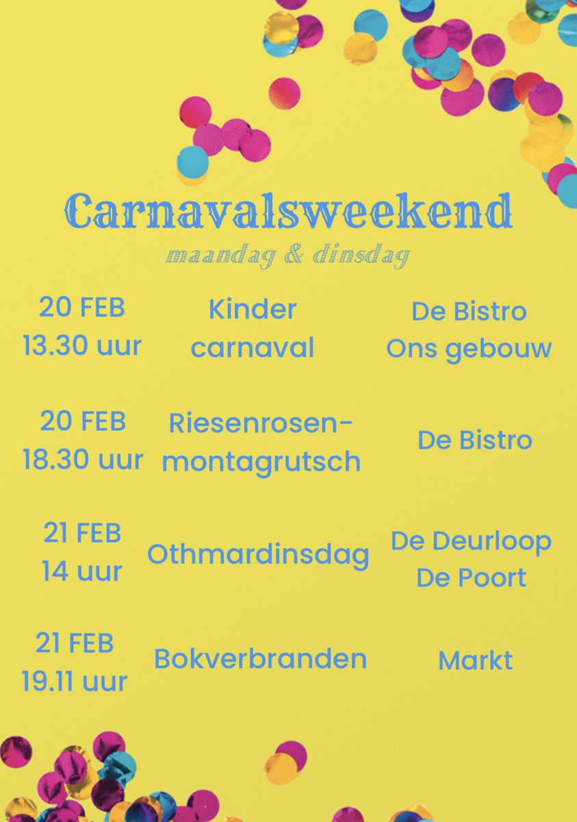 Othmarridders's tweet photo. 🗓️ Carnavalsprogramma 👇🏻👇🏻👇🏻👇🏻 https://t.co/PJTAmrcDFP