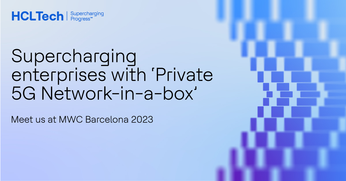 hcltech's tweet photo. HCLTech's enterprise private 5G Network-in-a-Box is accelerating digital transformation across smart industry verticals like manufacturing, airports, health and utilities. Meet us at Mobile World Congress to learn more: https://t.co/0l8nxPSAMN #HCLTechAtMWC23 #MWC23 https://t.co/zxX7yr1ocu