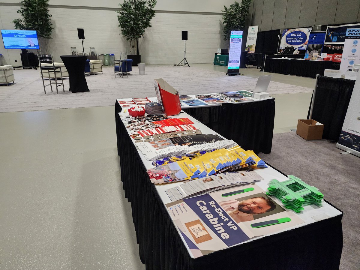 GCarabine's tweet photo. Good morning teachers of #CCTC2023.
Drop by the #PECElection booth for some #PracticalPropaganda and ask the candidates a few questions. https://t.co/LktLa0PDpe