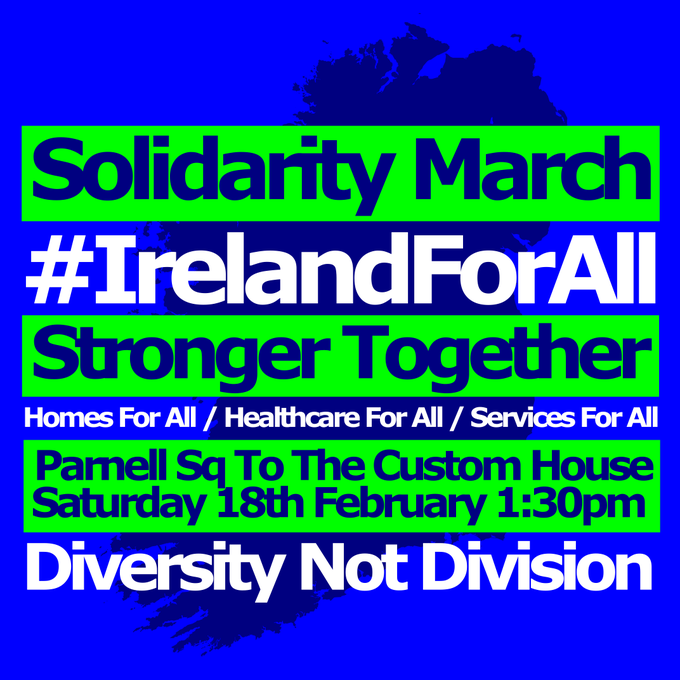 INARIreland's tweet photo. We are looking forward to seeing you all tomorrow at the #IrelandForAll Solidarity March!

📍Parnell Square To The Custom House
🕜 1.30pm 

Event Link: https://t.co/aJDlWZGq0U 

@LeCheileDND https://t.co/im7B9LoTGv