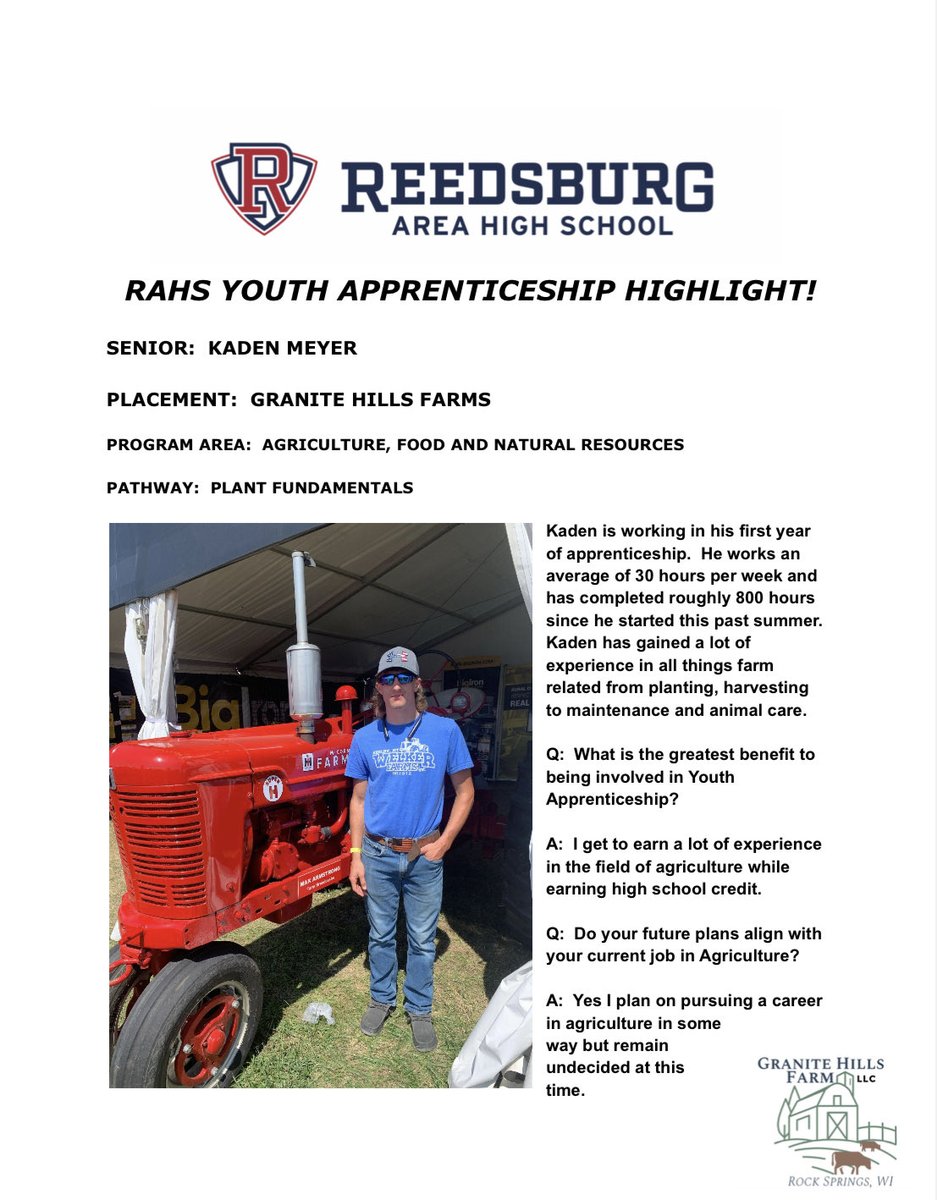 DaveAnliker's tweet photo. Youth Apprenticeship Highlight!  Congratulations Kaden Meyer!!  #ReedsburgPride https://t.co/LpFyY7e87o