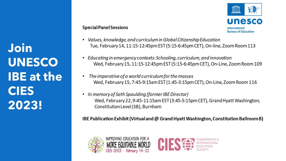 Been attending the @CIES_us conference since 2001 and it's come full circle – back in Washington, DC! Can’t wait to represent @IBE_UNESCO and to talk about the importance of #curriculum for the future of education and learning. See you soon, #CIES2023! #IBEatCIES #CIESveteran