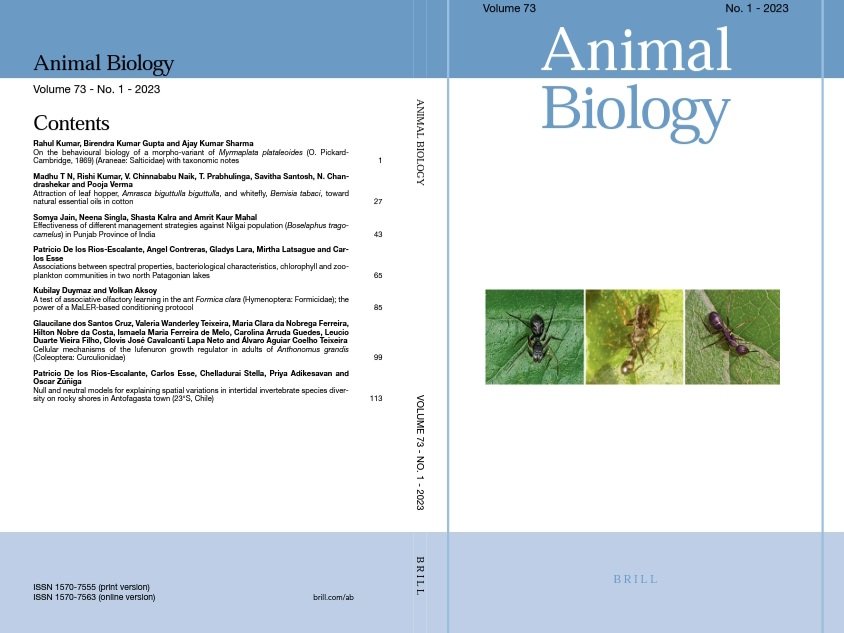 profrahulk's tweet image. One of the images from my recently published research article has been published on the cover page of the prestigious journal Animal Biology. I presented part of this work at Ento&apos;22 organized by @RoyEntSoc and 4th annual conference of @india_evolution.

doi.org/10.1163/157075…