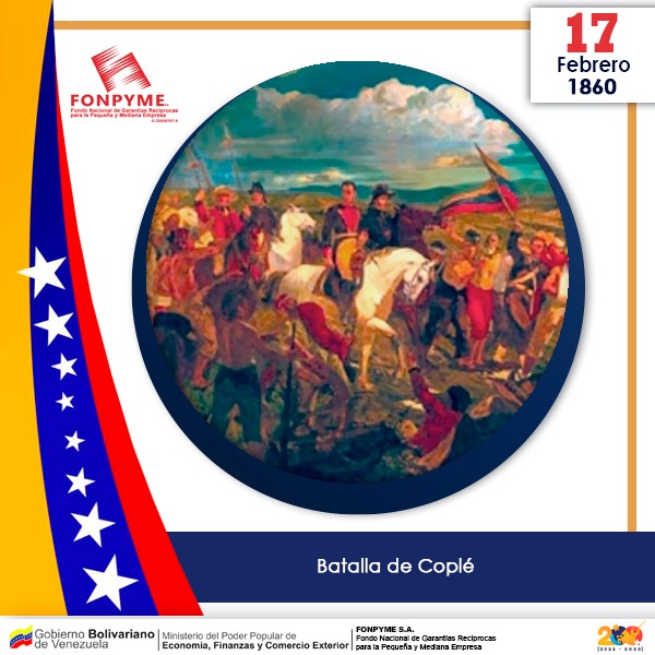 #Efeméride | La Batalla de Coplé se libró en Guárico el #17Feb de 1860. Dirigida por Juan Crisóstomo Falcón que había sustituido a Ezequiel Zamora tras su fallecimiento, una de las batallas más importantes de la Guerra Federal. #ElEsequiboEsDeVenezuela