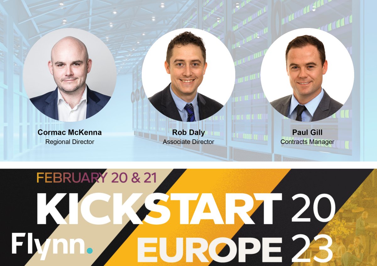 FlynnManagement's tweet photo. Our Mission Critical International Team will be attending the Annual Kickstart Europe Conference in Amsterdam next Monday &amp; Tuesday, February 20th &amp; 21st. Drop by to discuss future opportunities with our team of Cormac McKenna, Robert Daly and Paul Gill.

#KickstartEurope #Flynn https://t.co/THxSNK4jon