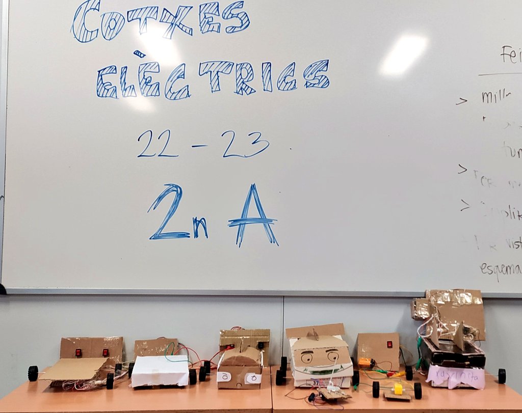 nuriaperezlope3's tweet photo. #Cotxes acabats🤗
Cada grup ha escollit fins a quin punt volia complicar-se. Hi ha qui s'ha proposat que el cotxe anés endavant i enrere ..🤪!
Els 5/20 q s'havien esquequejat, els he donat un pack de material i dic: "sou un nou grup, #encara ho podeu aprendre!"😝
Ara sí, tothom🤘 https://t.co/IK3ZdyNJmh